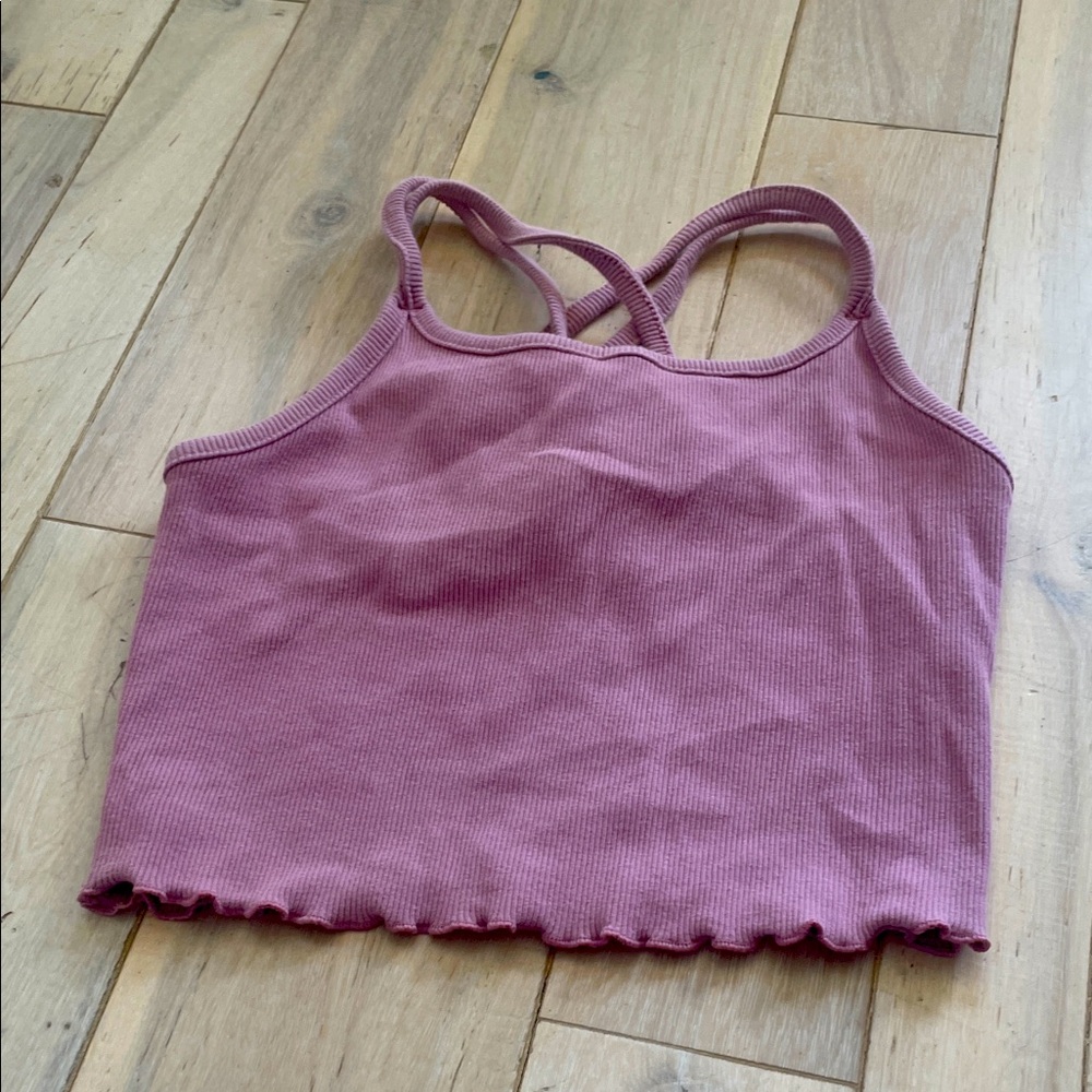 Pink Ribbed Crop Top